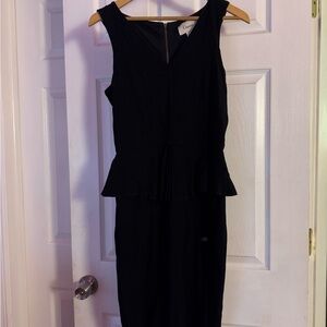 Ganni Black Peplum Midi Dress